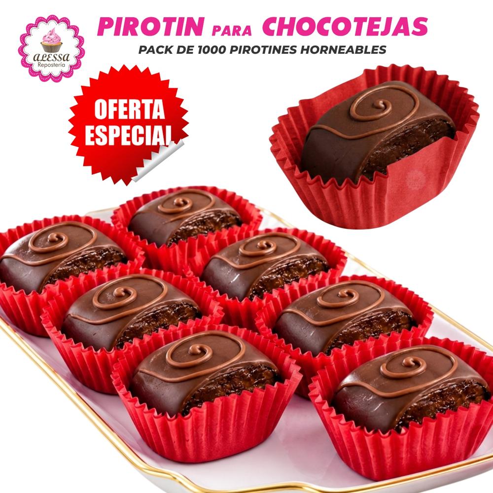 Pack de 1000 Pirotines Rojos Horneables para Chocotejas para Repostería