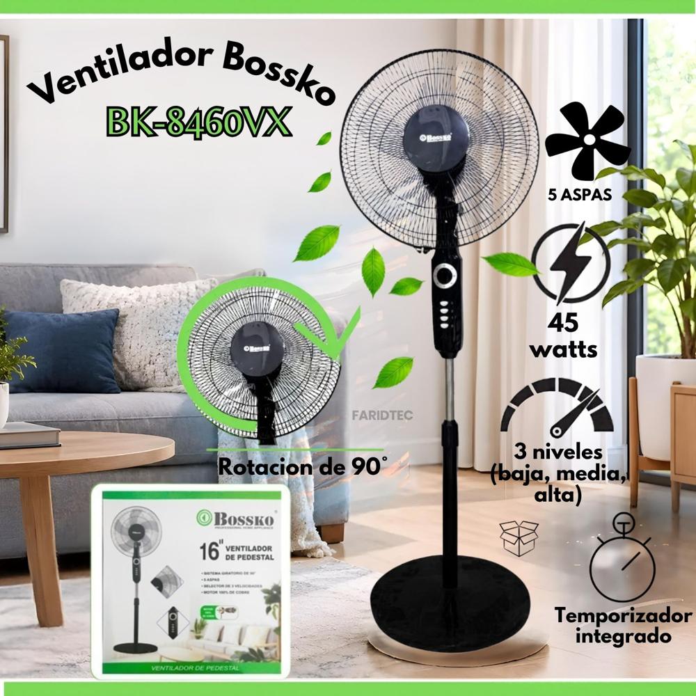 Ventilador de pedestal BOSSKO BK-8460VX 16 pulgadas 3 velocidades
