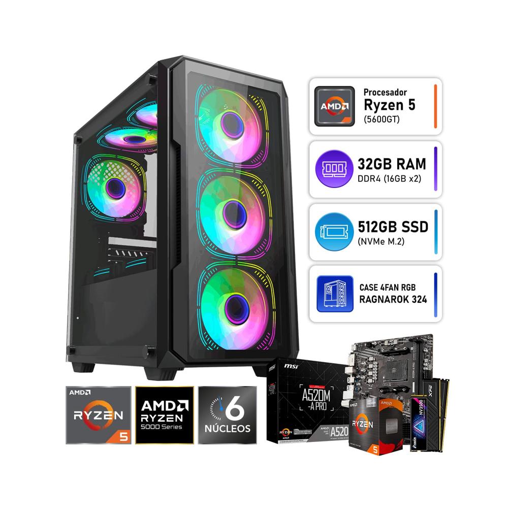 PC Gamer AMD Ryzen 5 5600GT XPG 32GB SSD 512GB Biwin RGB