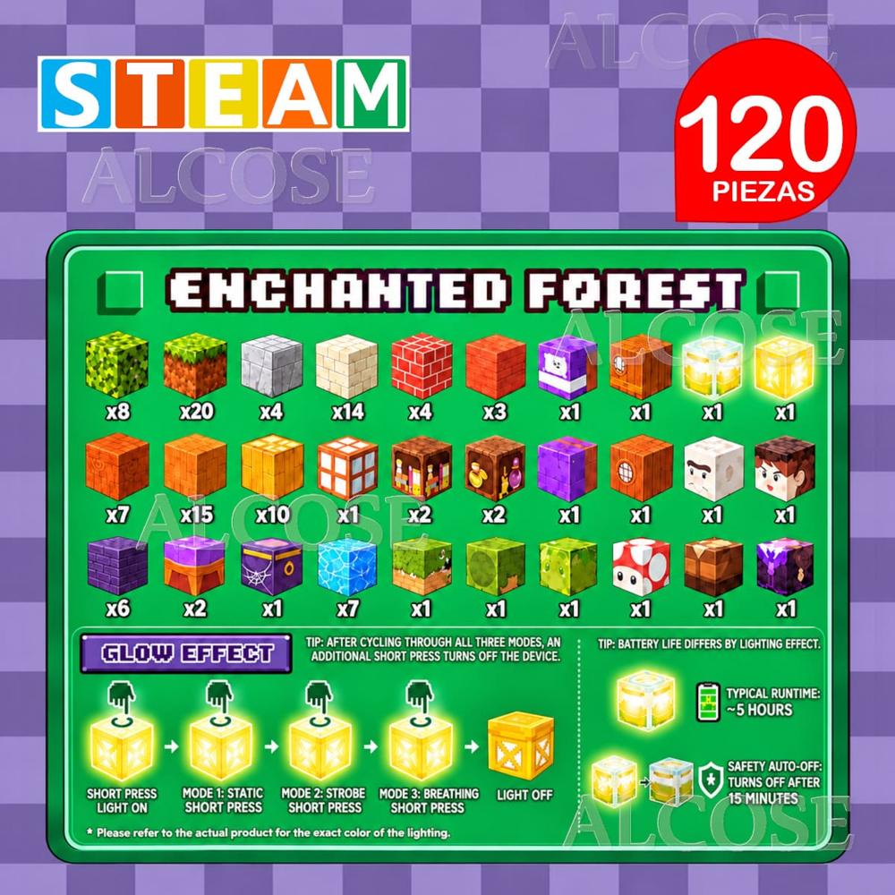 Cubos Magnéticos 3D Didácticos STEAM LUCES Caja 120 Piezas ENCHANTED ...