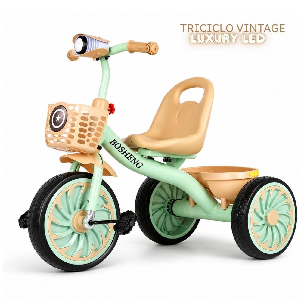 Triciclo para Niños Luxury con Canastilla color Verde Vintage