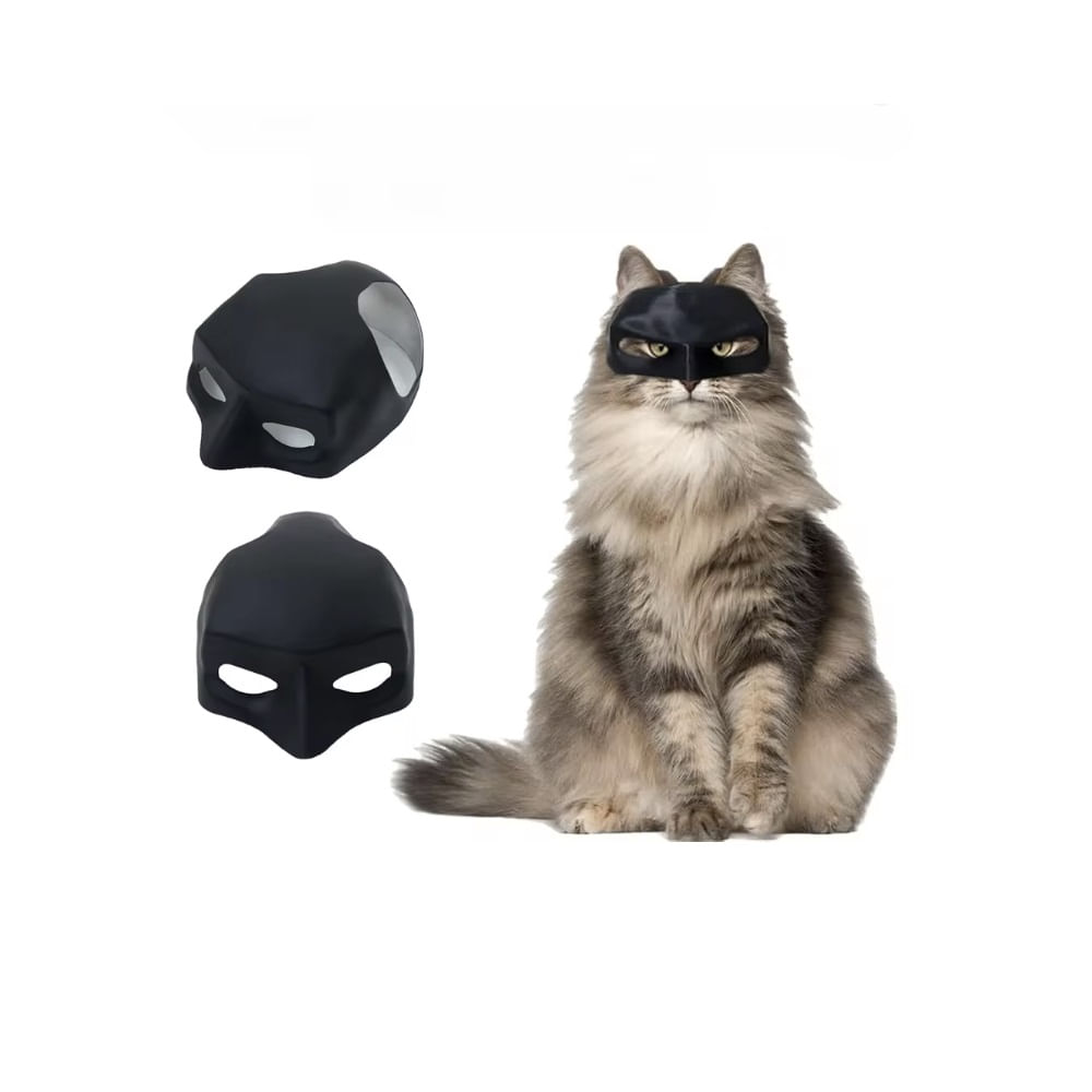 Mascara para Gatos talla M para mascotas Halloween Negro