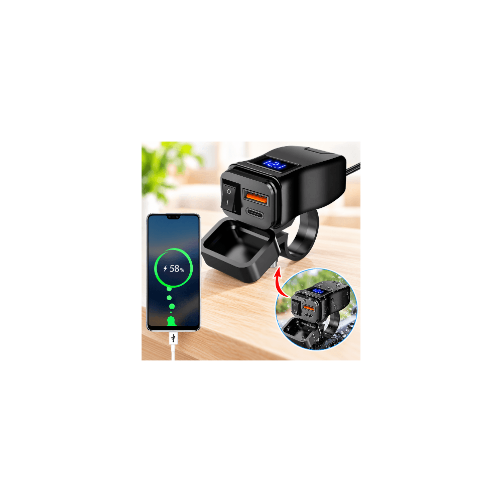 Cargador con Interruptor para Timón de Moto