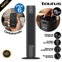 PACK DE 06 Ventilador  de Torre con Control Taurus New Babel Digital 50W
