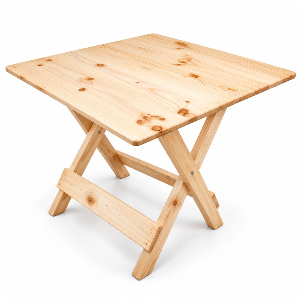 Mesa plegable cuadrada en madera Pino 100 cm