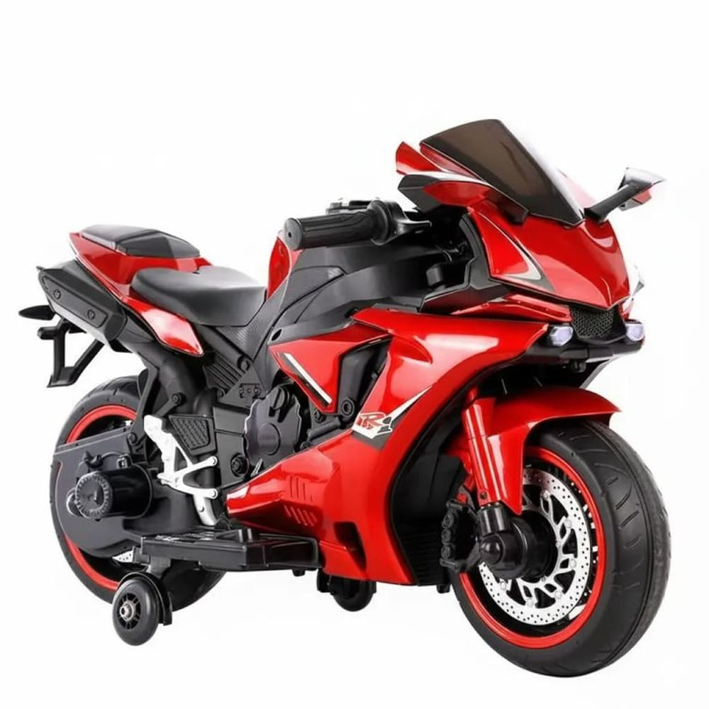 Moto Eléctrica Infantil Estilo Yamaha R1 Rojo con Luces LED Faro,USB, Batería de 12V y Motor de 550