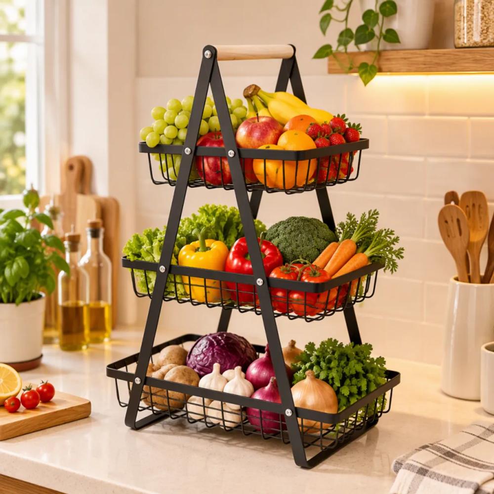 Cesta Organizadora de 3 Niveles para Frutas y Verduras