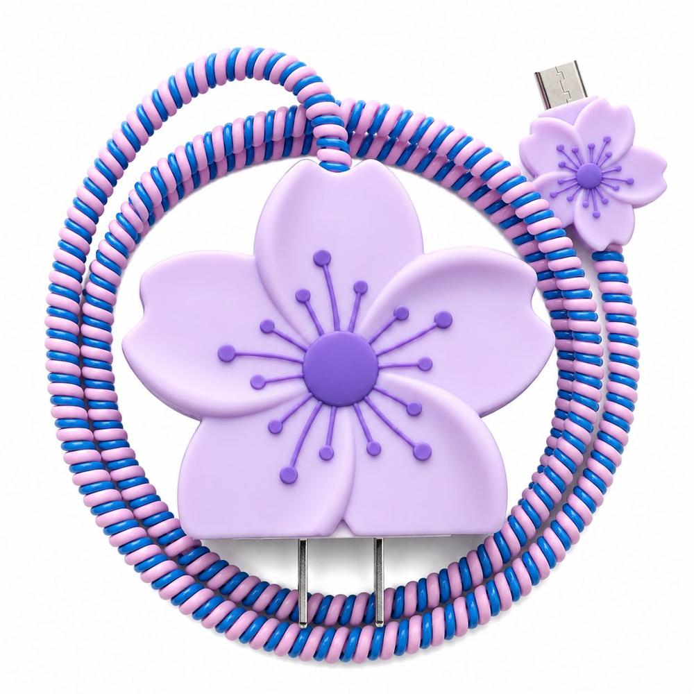 Cargador Rápido USB-C PD 20W con Cable Tipo C a Tipo C Diseño Floral Sakura