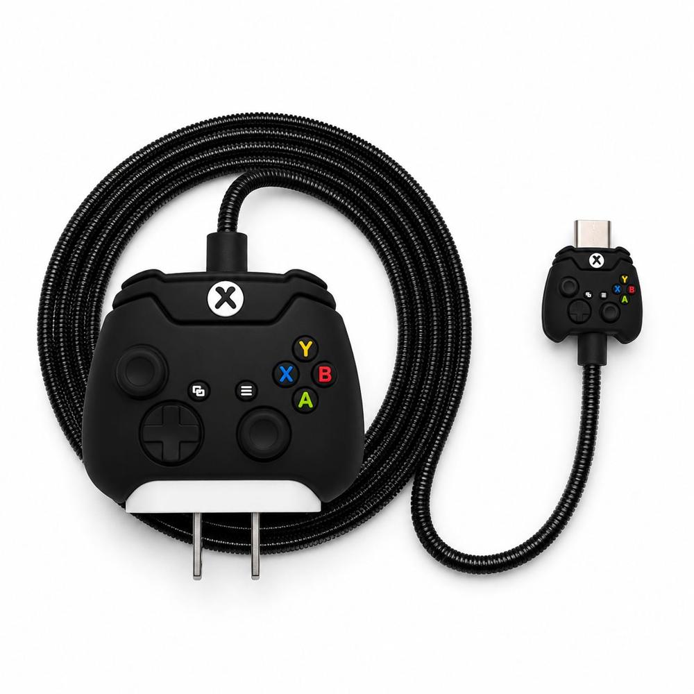 Cargador Rápido USB-C PD 20W con Cable Tipo C a Tipo C Diseño Mando Gamer Black