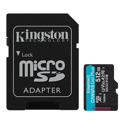 Memoria Micro SD Kingston Canvas Go Plus 512GB C/Adaptador 170Mb/s