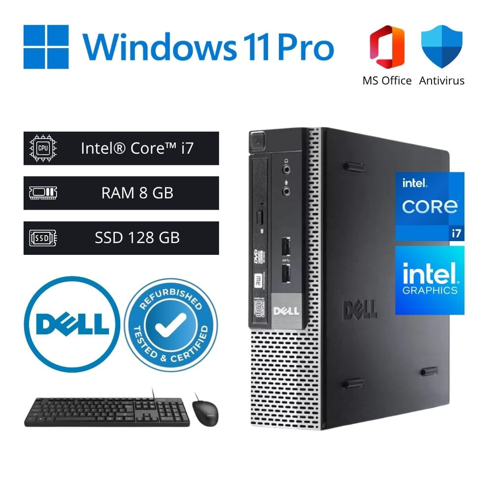 Computadora PC Dell Optiplex Intel Core i7 3,90 GHz 8GB RAM 128GB SSD Refurbished