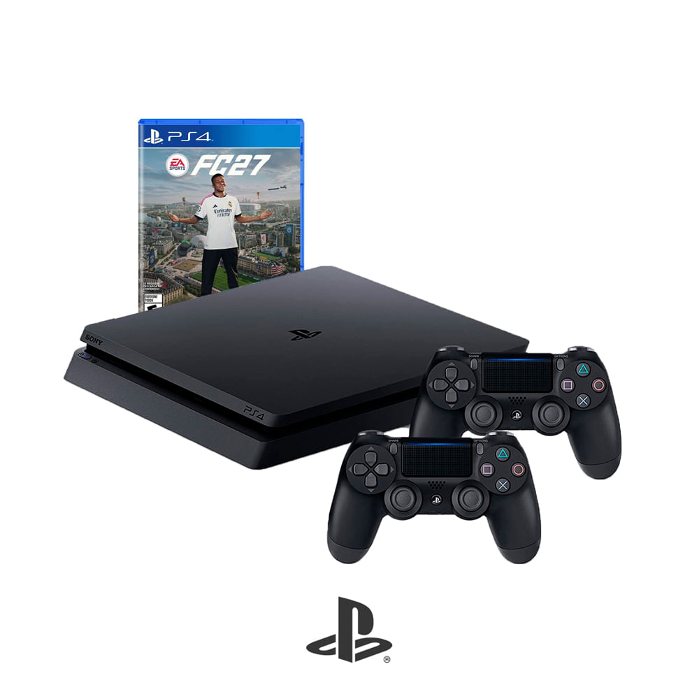 Consola PS4 SLIM 1tb  con 2 Mandos y FC27 - Reacondicionada