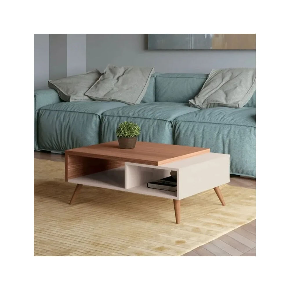 Mesa De Centro Blanco Y Gales Melamina