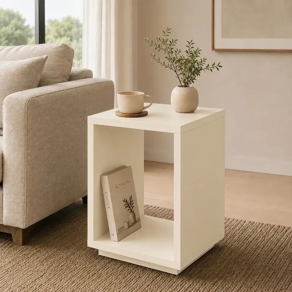 Mesa Lateral Blanco - Melamina Blanco - Nórdico Minimalista