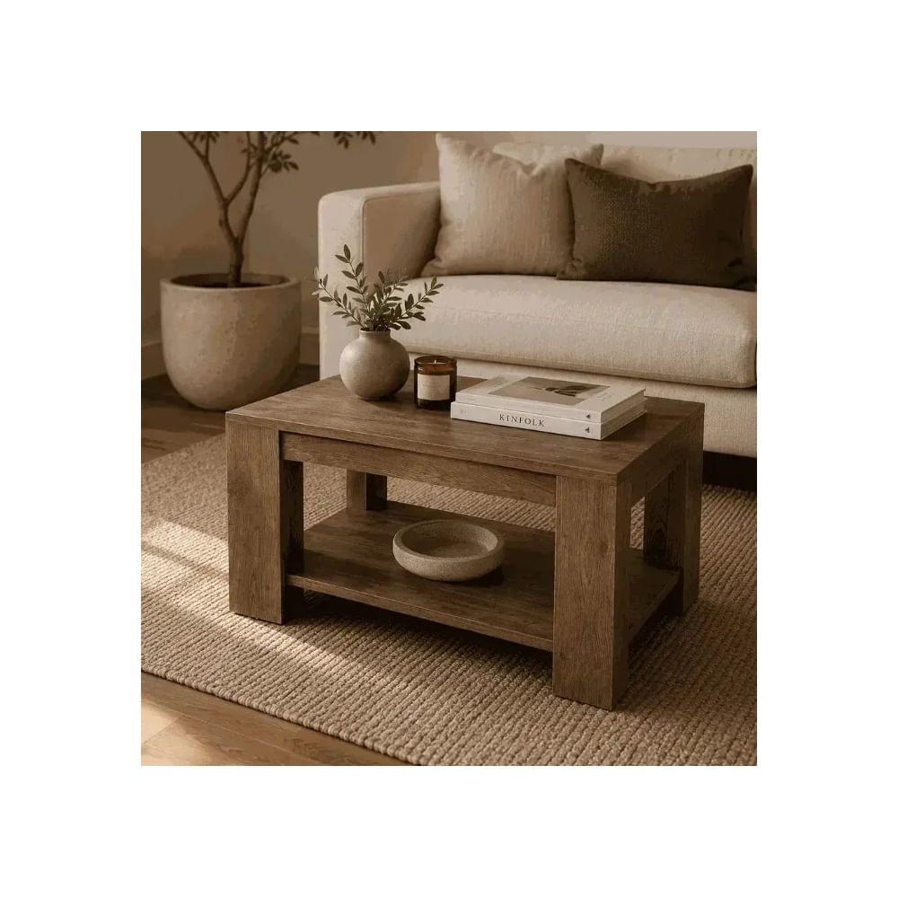 Mesa De Centro Bellota  - Melamina Marron - Moderno Minimalista
