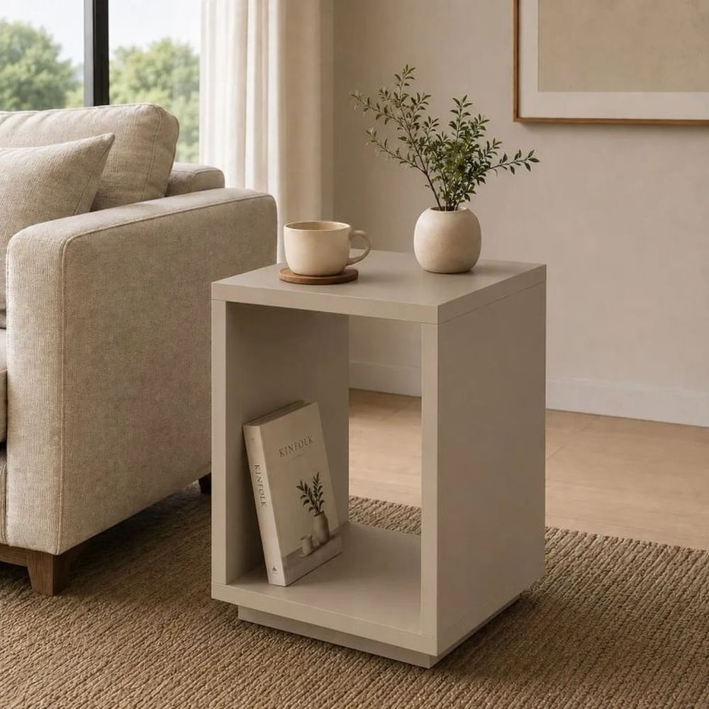 Mesa Lateral Taupe - Melamina Gris - Nórdico Minimalista