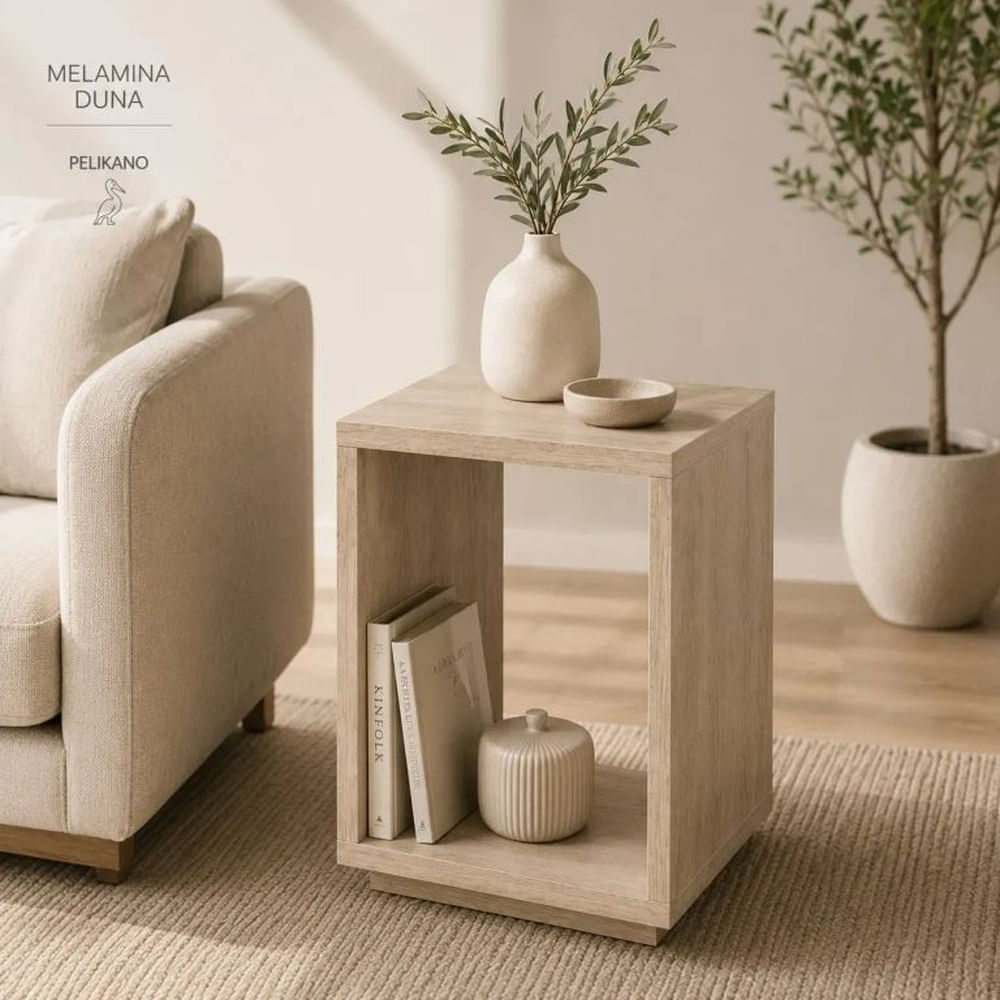Mesa Lateral Duna - Melamina Amaderado - Nórdico Minimalista