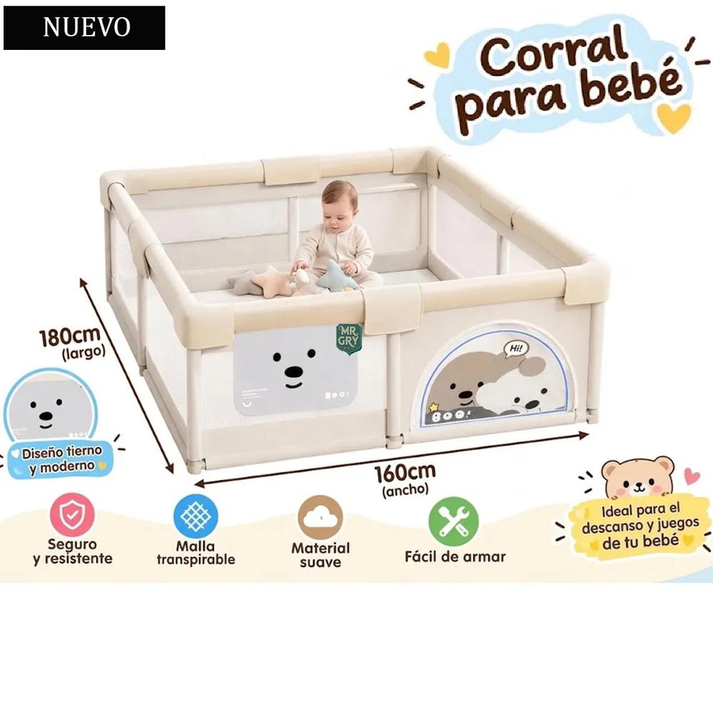 Corral Cerco para Bebes 180cmx160cm Cachorro Beige