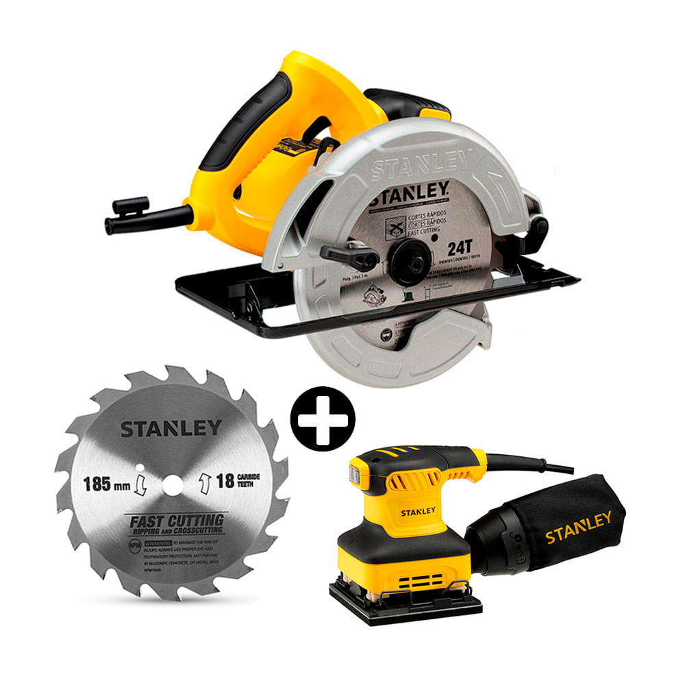 COMBO Sierra Circular SC16 1600W + Lijadora orbital 1/4 240W Stanley