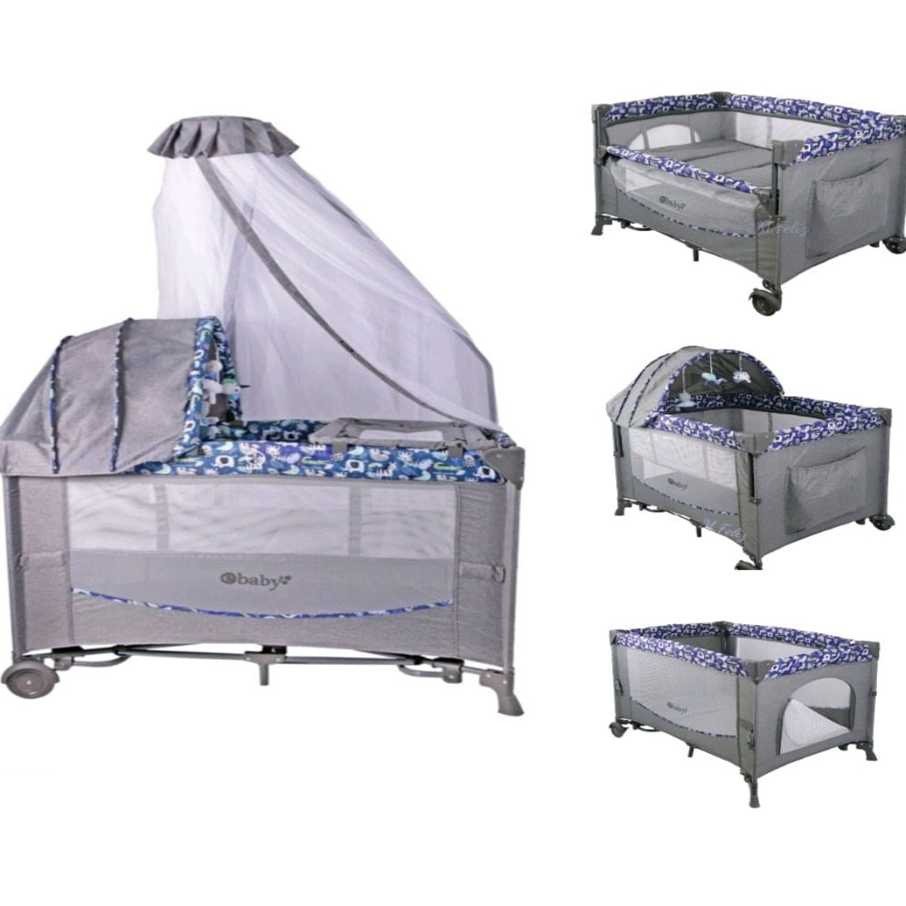 Cuna Corral Mecedora para Bebe Ebaby Funcion Colecho Azul
