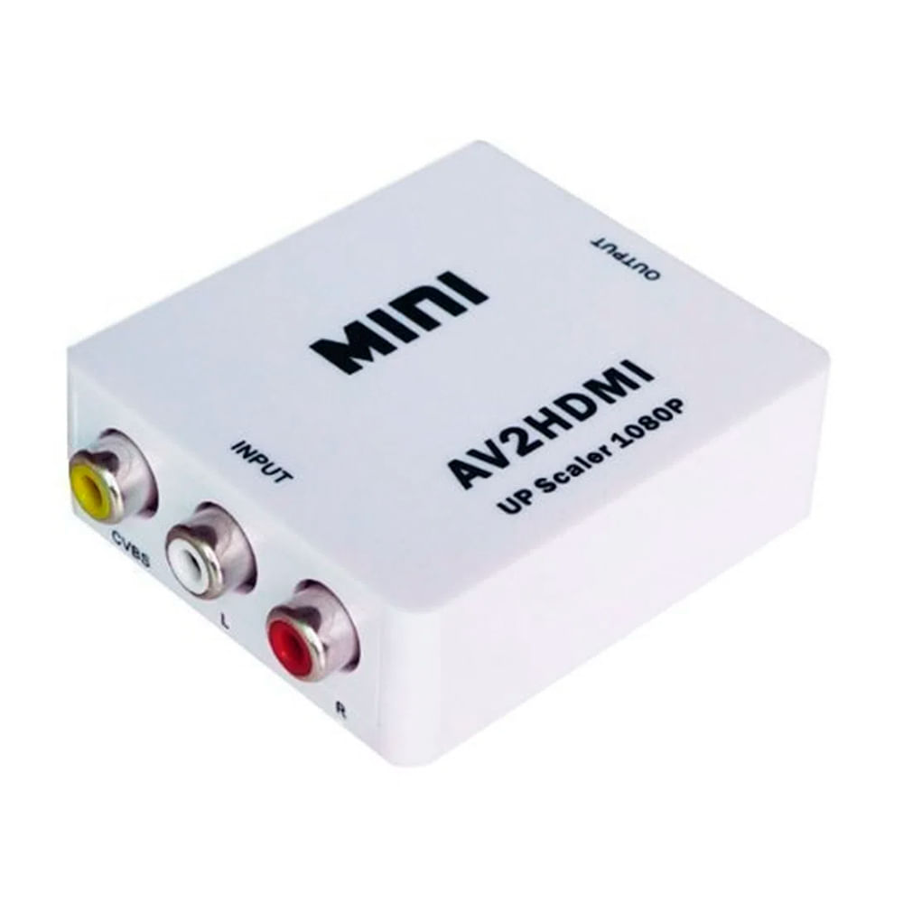 Convertidor Adaptador AV RCA a HDMI 1080p Full HD Video Blanco