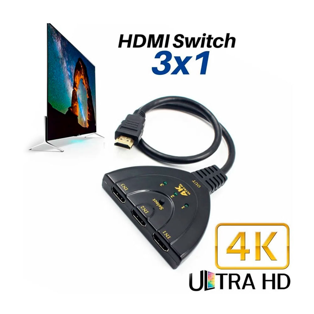 1080P 3 In 1 Switch Hub 4K*2K 3D Mini 3 Port HDMI Switch 1.4b HDMI Splitter Out - Foto 4