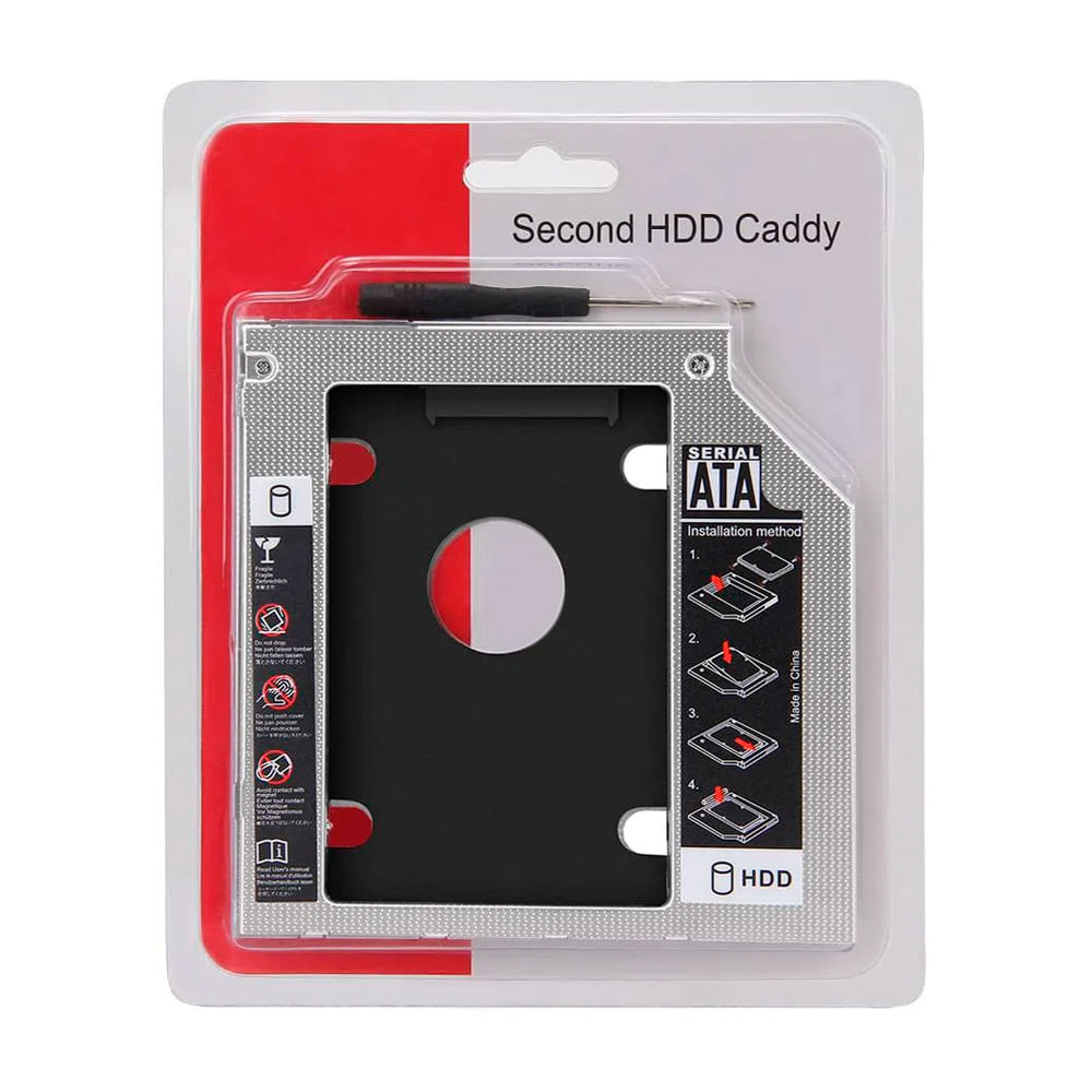 Adaptador Caddy 2nd para Disco Duro HDD SSD Sata CD DVD-ROM Universal  12.7mm
