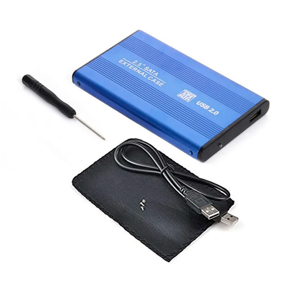 Case Disco Duro Externo Sata 2.5 USB 2.0 Laptop Azul