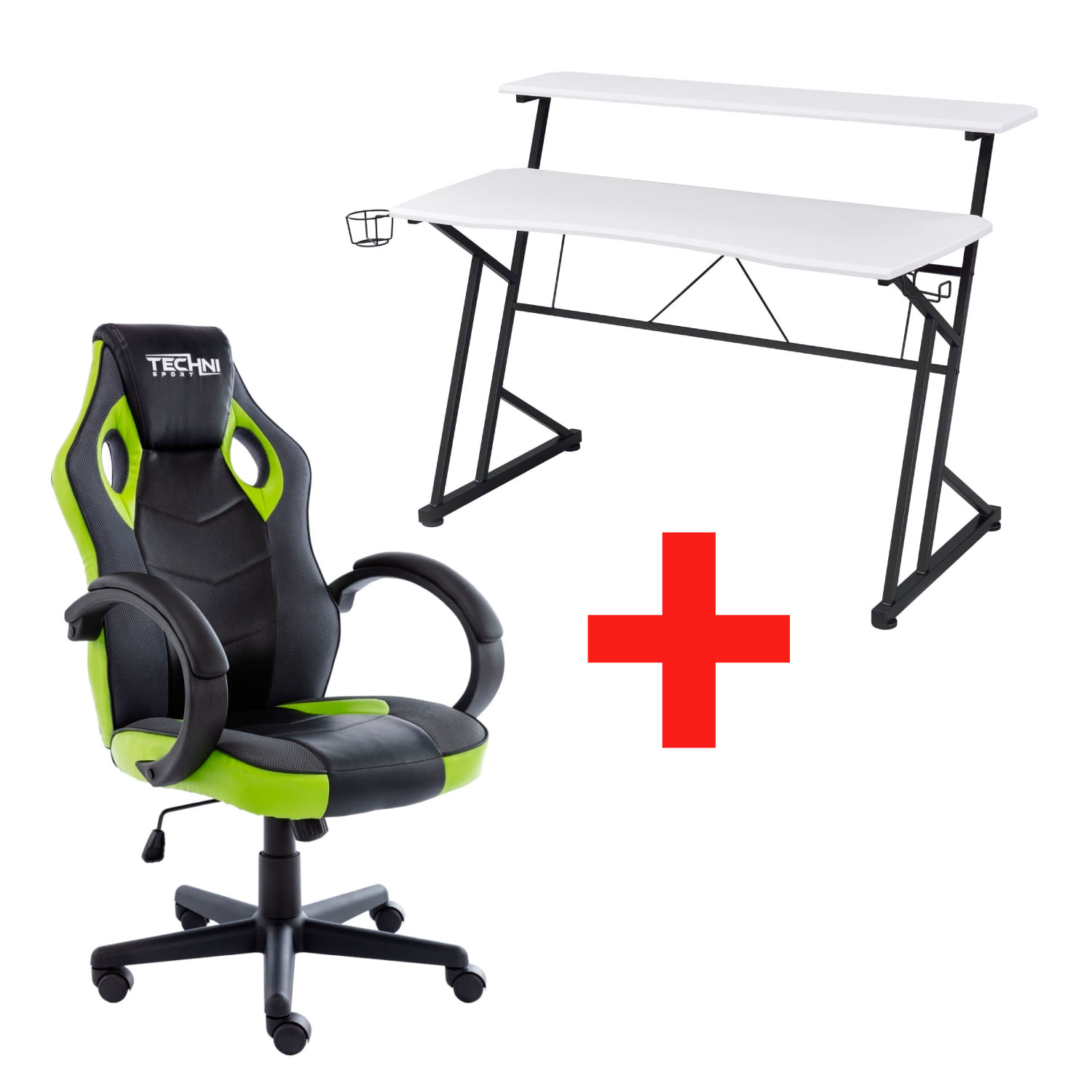 Silla Gamer RACING RAVE y Escritorio Fibra de carbono  Blanco