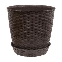 Maceta Redonda Diseño Ratán 29x27cm Reyplast Café Moro