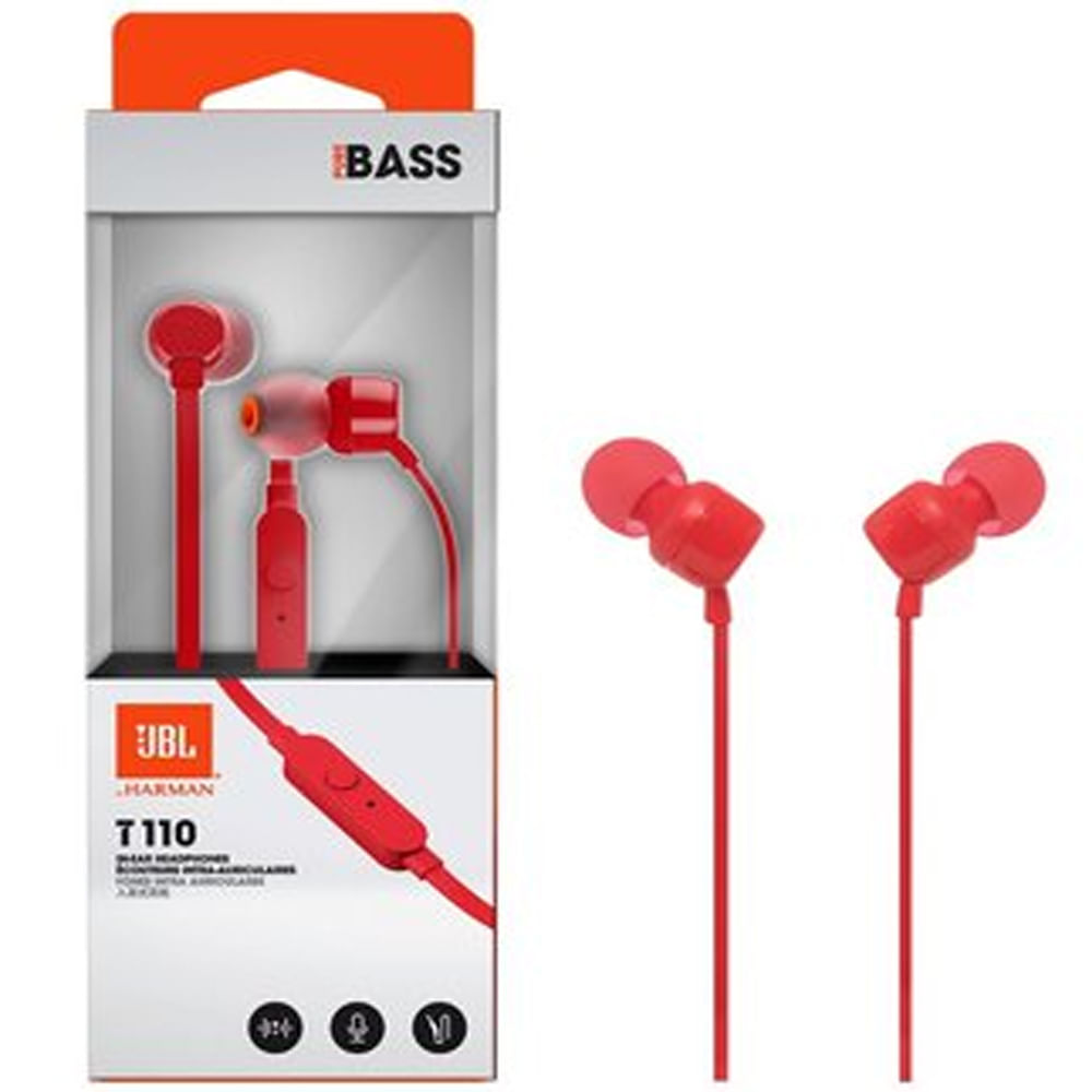Audífonos JBL T110BLK In-ear Pure Bass Rojo - Promart