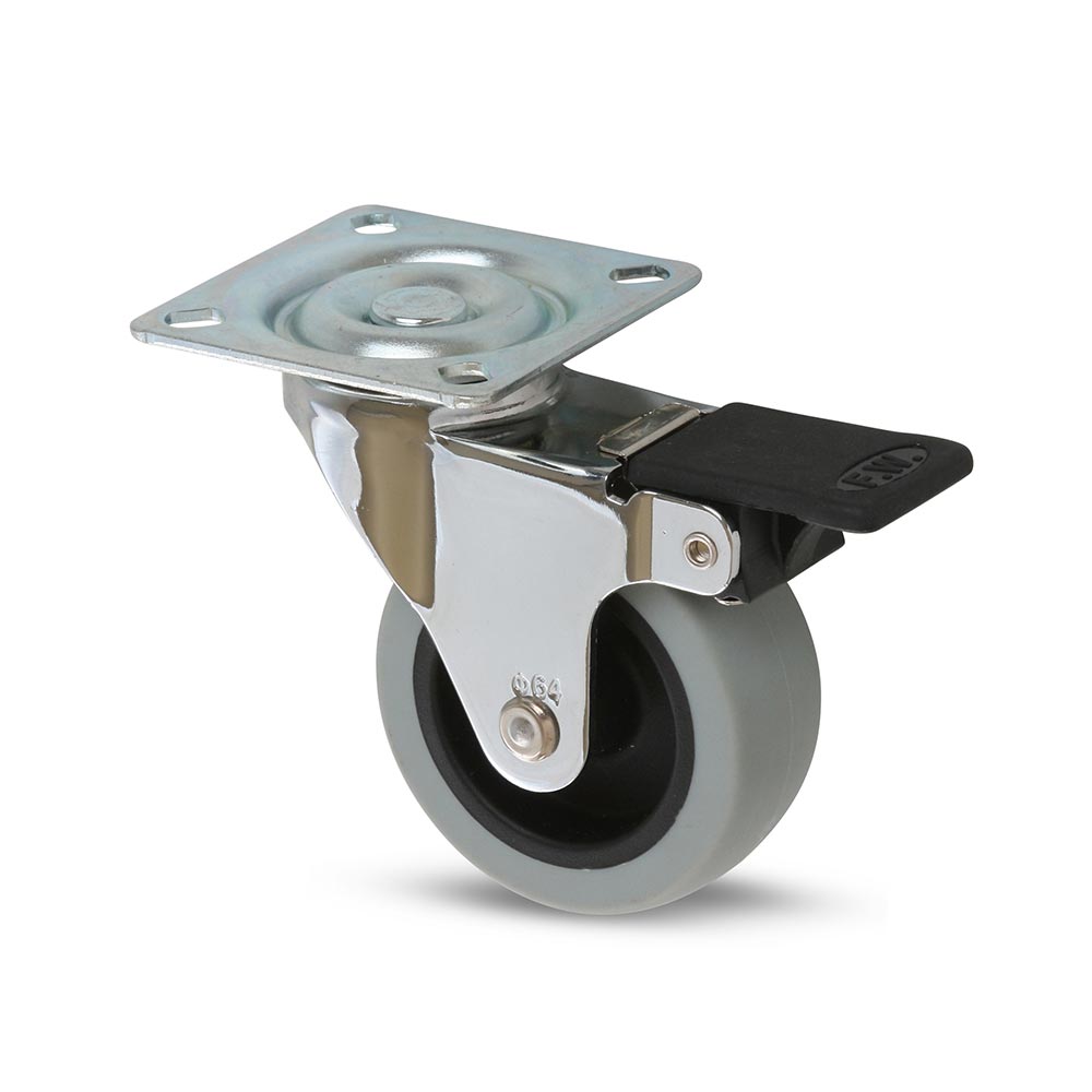 Garrucha plataforma con freno 2 1/2" 50 kg