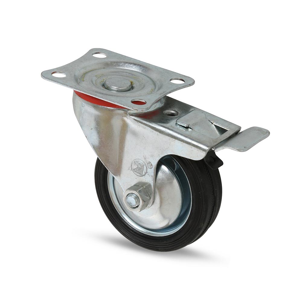 Garrucha plataforma con freno industrial 3" 50 kg