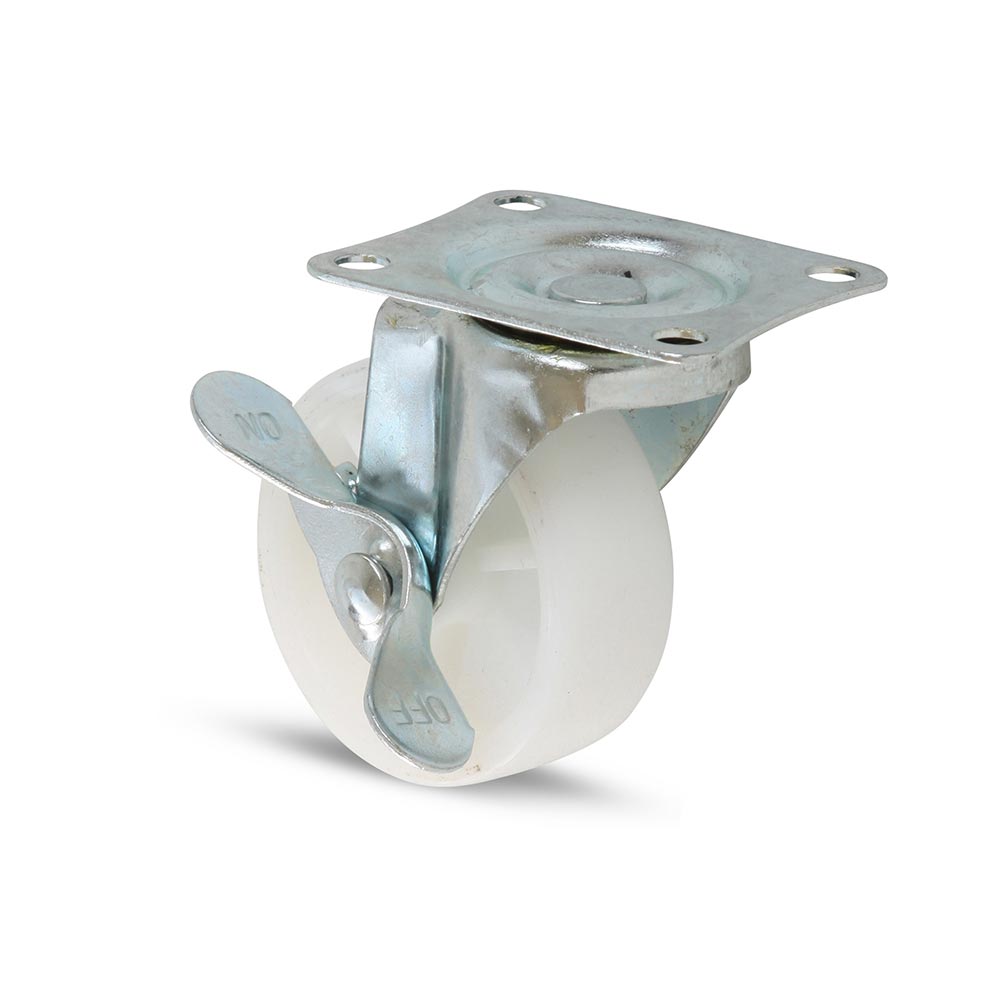 Garrucha plataforma con freno blanca 2 1/2" 50 kg