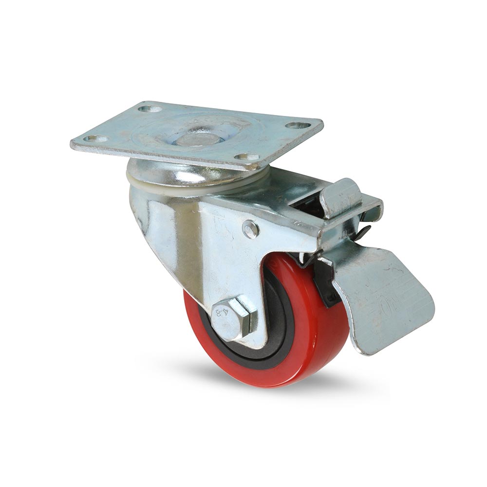 Garrucha plataforma con freno rodaje 3" 100 kg