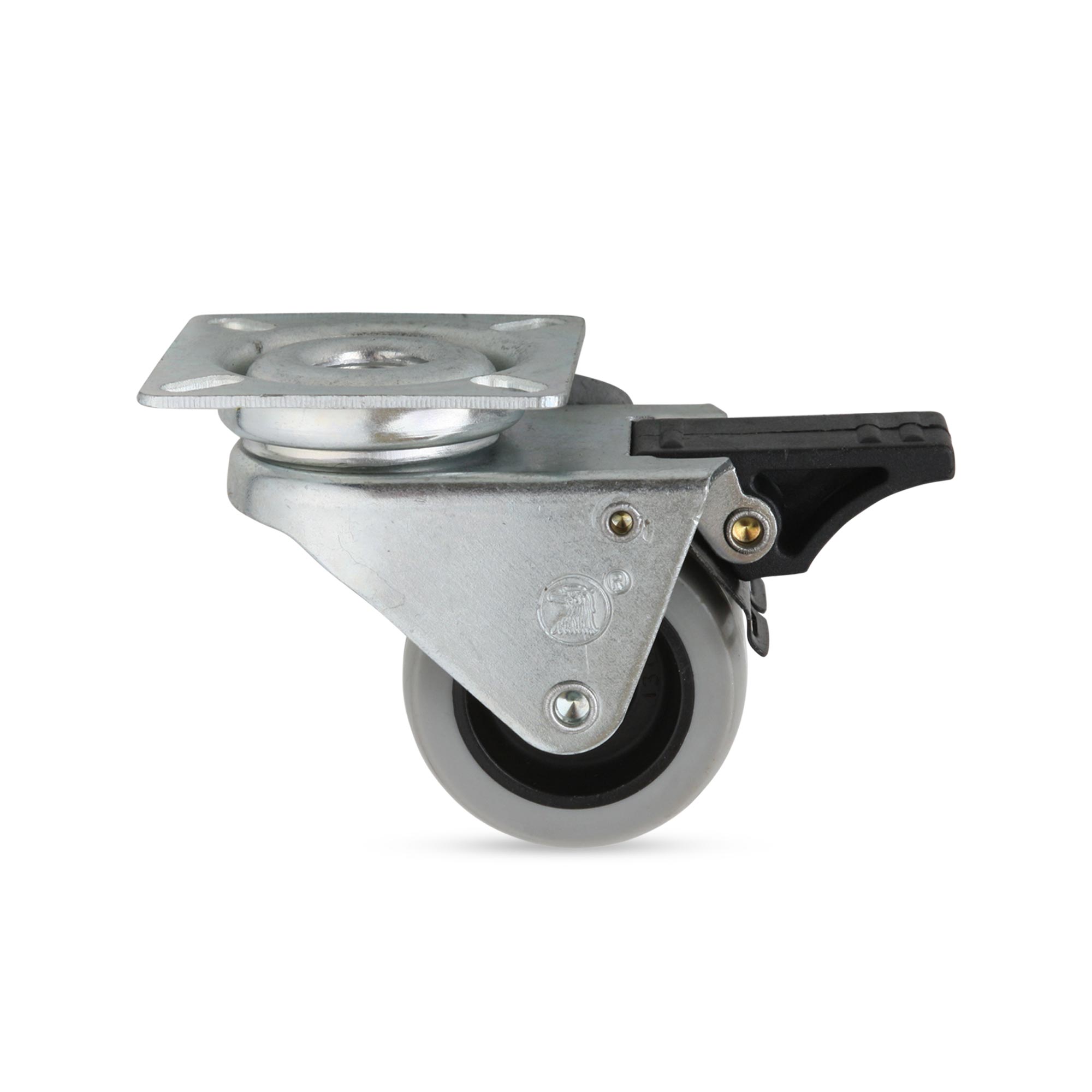 Garrucha plataforma doble rueda con freno 2" 80 kg