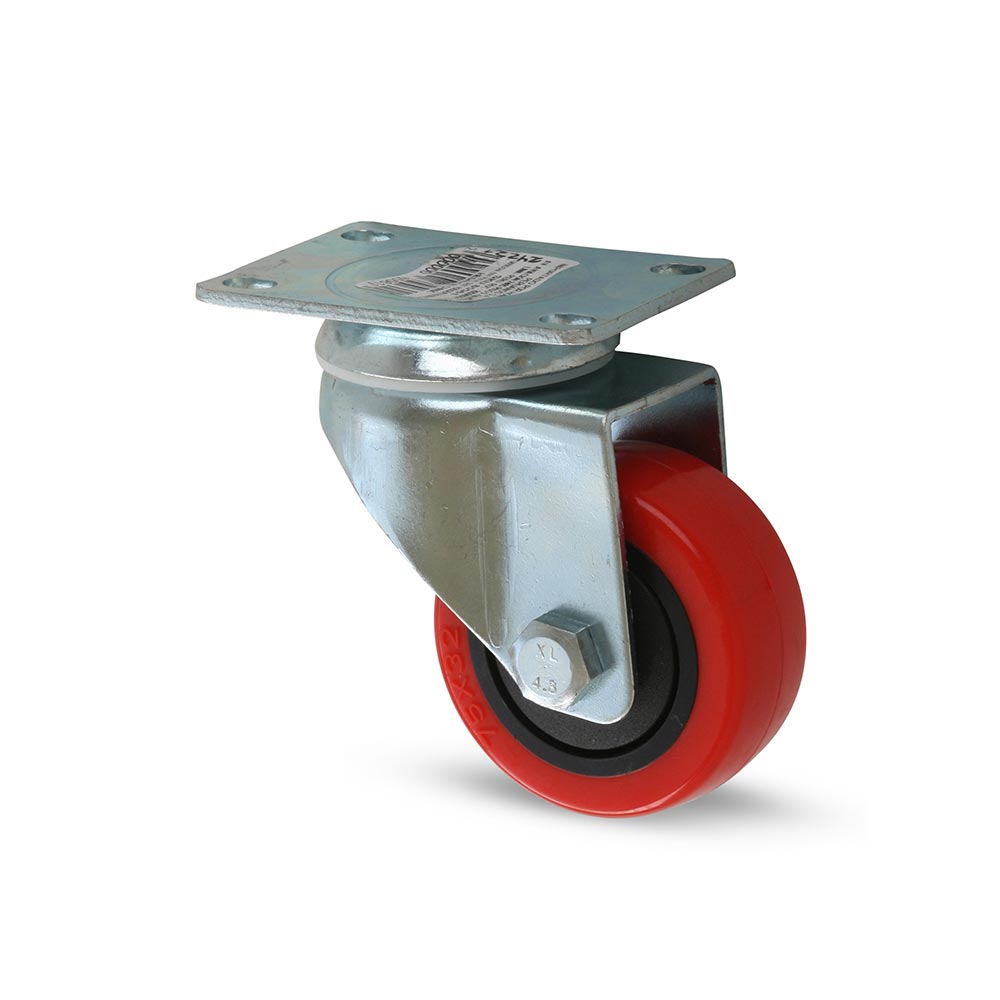 Garrucha plataforma giratoria rodaje roja 3" 100 kg
