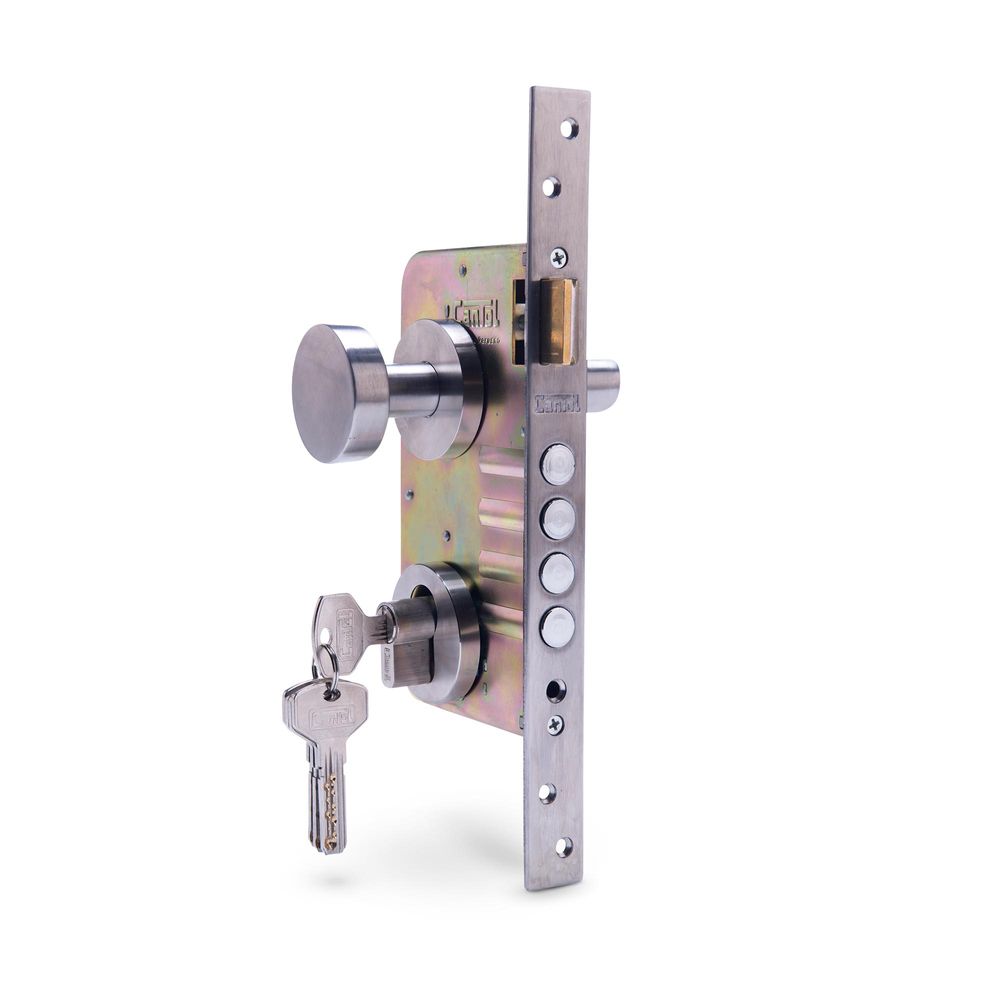 Cerradura para embutir Puerta Principal Acero Inoxidable Redonda