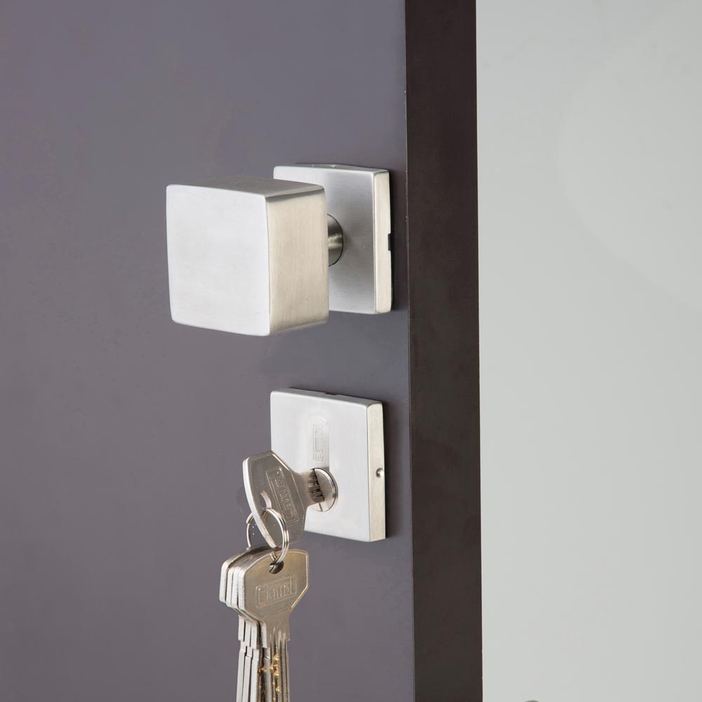 Cerradura para embutir Puerta Principal Acero Inoxidable Cuadrada