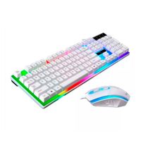 Combo Teclado y Mouse Gamer RGB Laptop PC Blanco