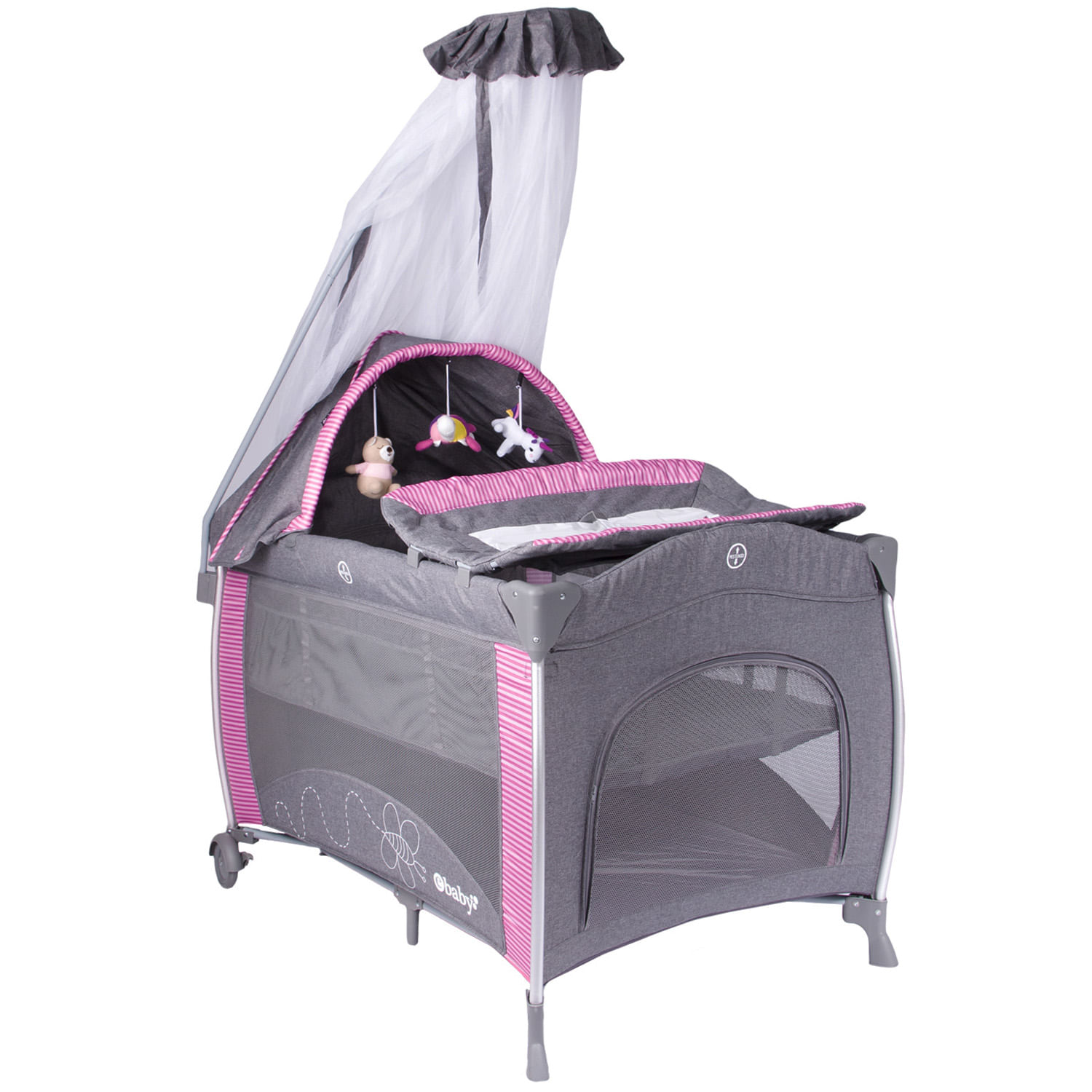 Cuna Corral Mecedora Ebaby Noa 780 Rosado