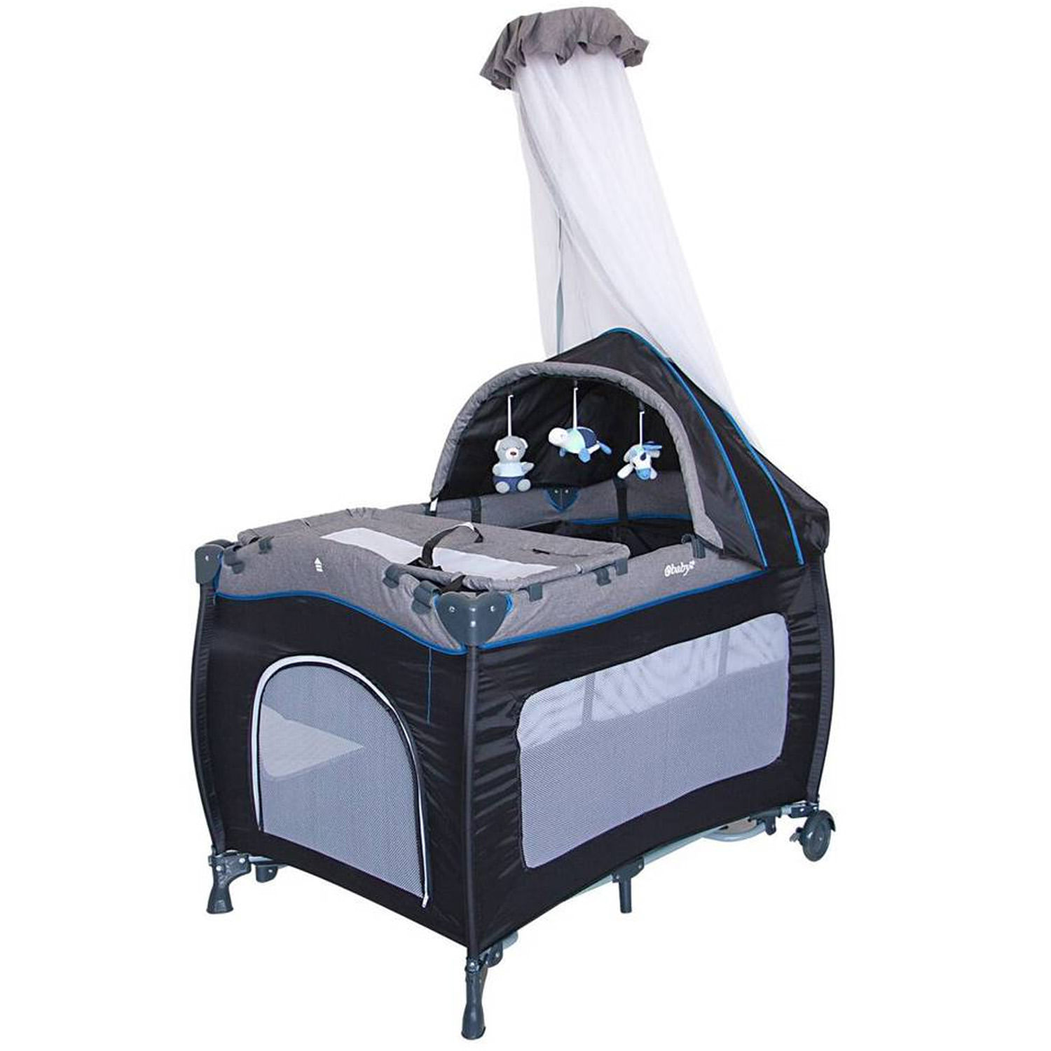 Cuna Corral Mecedora Ebaby Sally 716 Azul