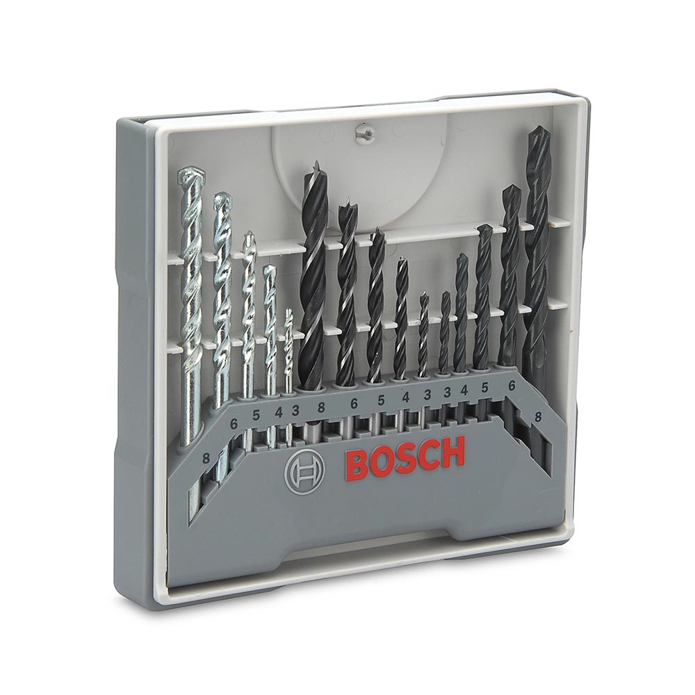 Juego de Brocas Bosch 15 Piezas Gris Madera Metal Concreto X-line