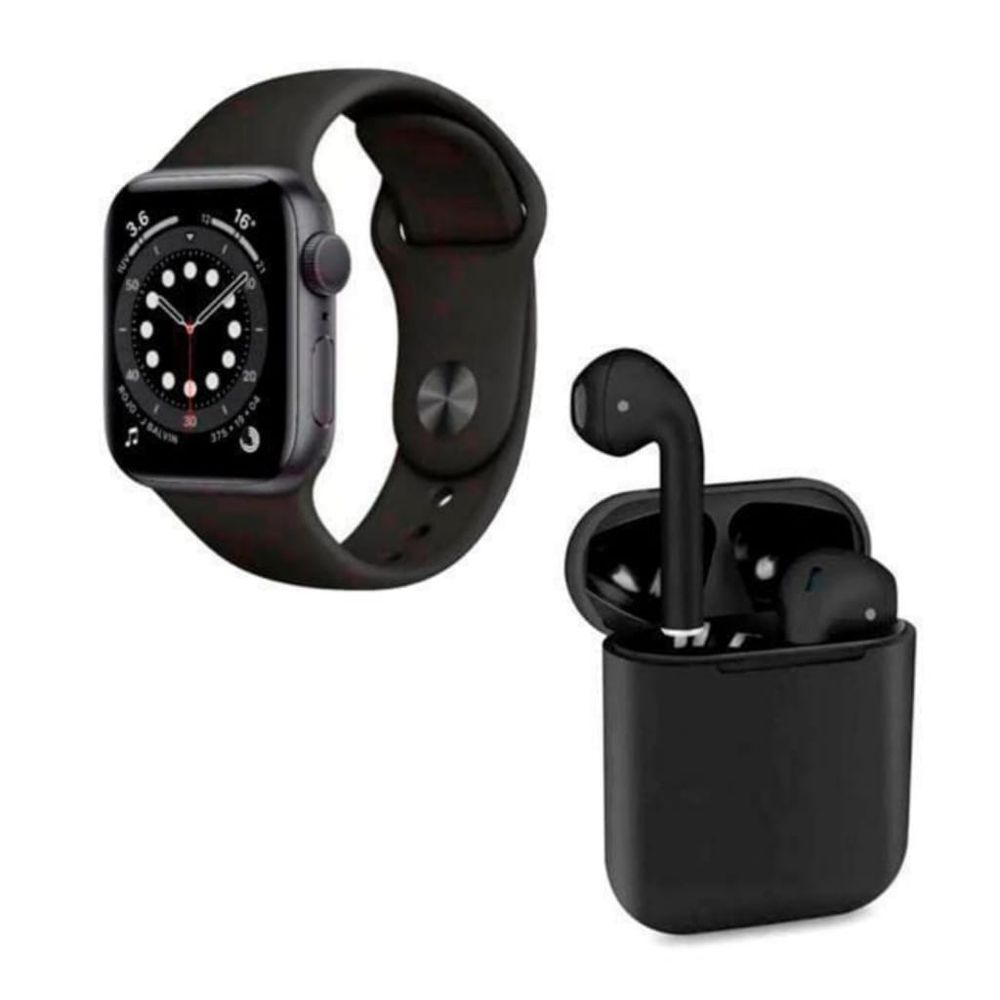Pack Smartwatch Hiwatch Serie 6 Ultra Negro y Airpods I12 Negro - Promart