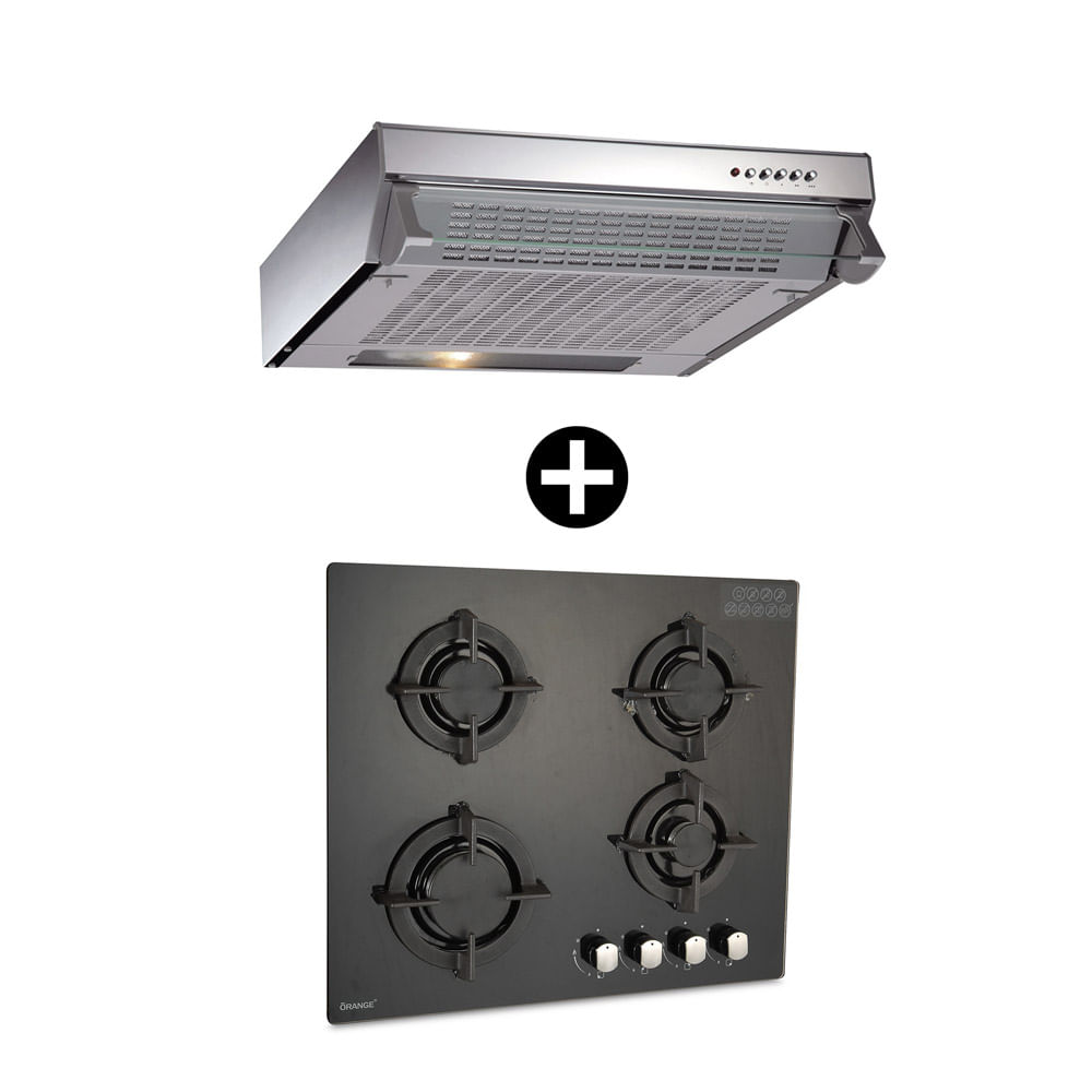 COMBO Cocina empotrable negra 60 cm + Campana Frontal 60 cm