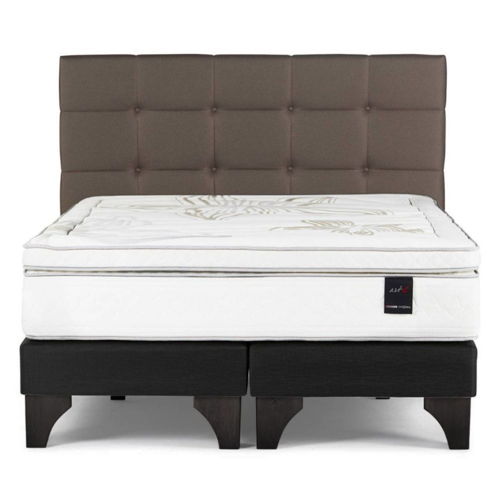 Cama Europea Grafito Art 4 + Cabecera Issey Vison King