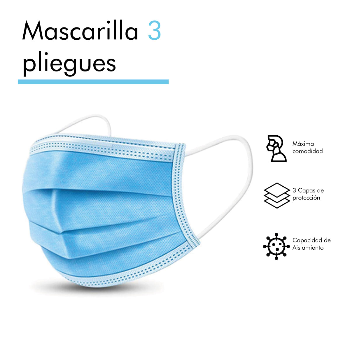 Mascarilla Quirúrgica 3 Pliegues Negra Mayfield x 50 Unidades - Promart