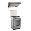 COMBO Klimatic Cocina de pie Stella 4 hornillas Acero + Campana extractora CK601IX Negro