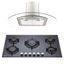 COMBO Cocina encimera Sorbola 5 Hornillas Negro + Campana Curva P Acero