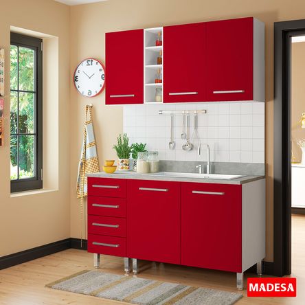 COMBO Muebles de cocina modulares 1.40 metros Rojo - Promart